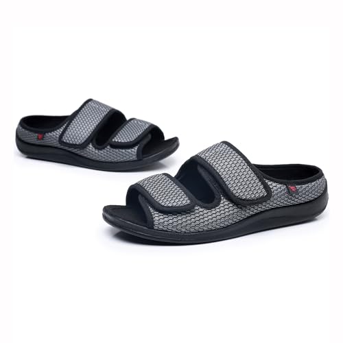 Womens Mens Slippers Wide Diabetic Shoes Unisex Adjustable Slippers Open Toe Mesh Sandals Lightweight House Footwear4