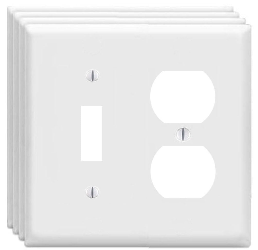 ZEFTV Duplex Outlet/Toggle Light Switch Wall Plates 2-Gang Switch Outlet Electrical Cover Plate Unbreakable Thermoplastic Faceplate for Light