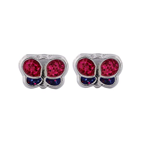 STUDEX Tiny Tips Stud Earrings Hypoallergenic for Little Sensitive Ears Stainless Glitter Butterfly-TT-3524W