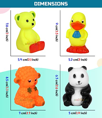 Image of Zest 4 Toyz Chu Chu Toys for Baby Bath Mix Cute Animals Squeeze Sound Toys Baby Bath Floating Water Toys for Babies Kids Non-Toxic ( 4 Pieces) Multi Color