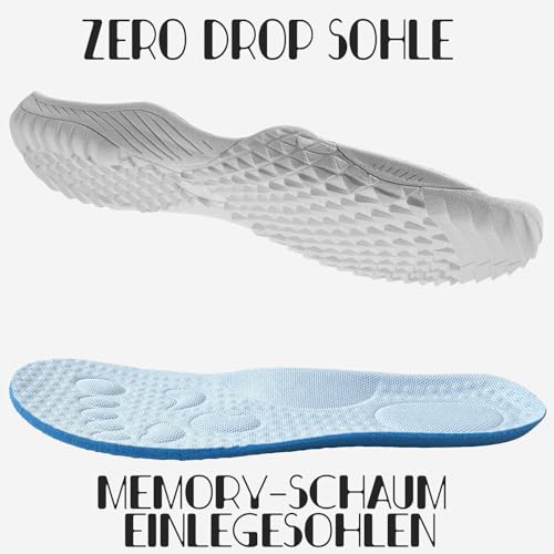 RJYWGS Sneaker Damen Schuhe Barfuss Turnschuhe Laufschuhe Joggingschuhe Freizeitschuhe Gym Sportschuhe Tennisschuhe Bequeme Barfußschuhe Atmungsaktiv Straßenlaufschuhe Minimalistische Damen Grau 39EU