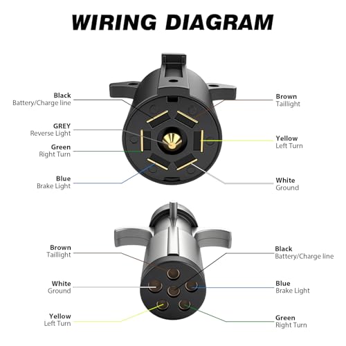 PKDOAX 7 Pin to 6 Pin Trailer Adapter – Coiled Trailer Cord (Stretches to 10ft) – 7 Wire to 6 Wire Coiled Tow Cable with Female Socket & Mounting Bracket by PKDOAX - Image 6