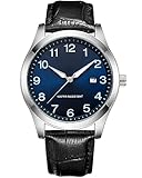 ⭐Bequeme Uhren für Herren⭐ Jede Uhr wird mit einem weichen und atmungsaktiven Lederarmband geliefert, das für den täglichen Gebrauch geeignet ist und keine Reizungen auf der Haut verursacht. Der Riemen verfügt über ein klassisches Schnallendesign, das eine einfache Anpassung an unterschiedliche Handgelenkgrößen ermöglicht und so einen bequemen Sitz gewährleistet.