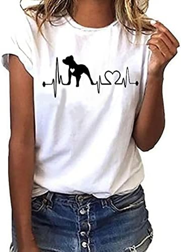 Women T Shirt Summer New 90s Heart Shaped Printed Ladies Casual Graphic Short Sleeve T Shirt Oversized Top Tee Shirts Clothing