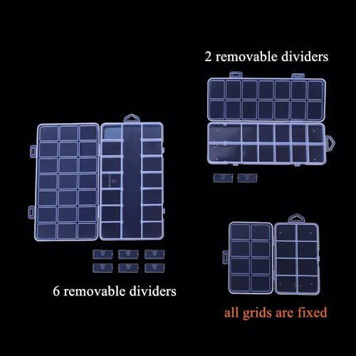 Image of 16 Pack Mixed Size Clear Shallow Plastic Storage Case Organizer Box with Compartment for Small Parts, Jewelry, Diamond, Craft Supplies, Sewing Kit