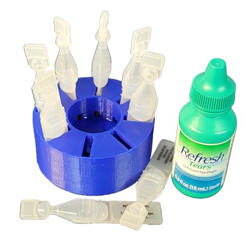 Image of Eye Drops Holder for vials and Bottle - Holds Eight (8) Disposable Vials and One (1) Eye Drop Bottle - Znet3D (Blue)