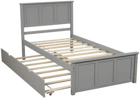 Miniatura 3 de Mera Cama de plataforma de tamaño individual con nido (gris 2) Gris 2,Espresso 2,Espresso 3,Espresso1,Gris 1,Gris 3,Gris,Walnut 1,blanco 2,White1