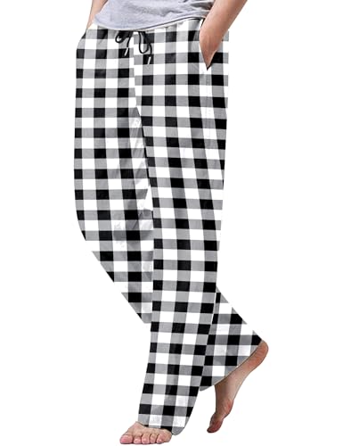 Image of iWoo Linen Pants Men Casual 2025 Summer Beach Elastic Drawstring Waist Yoga Pants Travel Baggy Work Pant Pajama