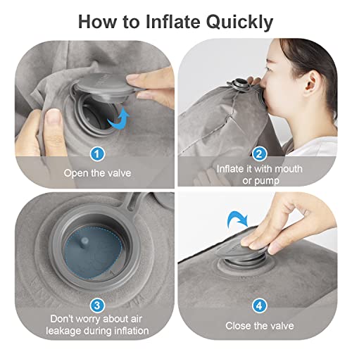 Inflatable Travel Foot Rest Pillow | Kids Airplane Bed | Adjustable Height Leg Pillow | Make A Flat Bed For Kids And Toddlers | Great For Airplane, Train, Car（Grey, 2 Pack） #TOP4