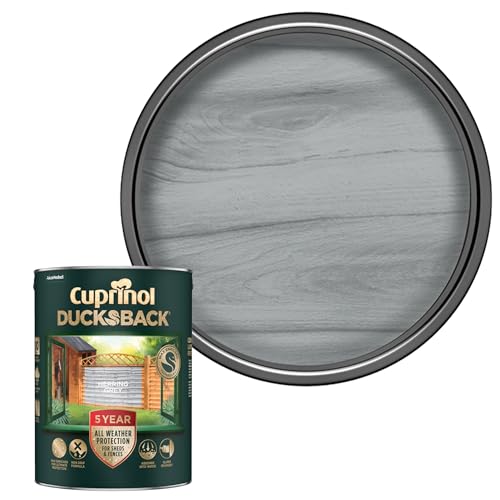 SAVING HUB Ducksback Fence Paint 5L - Garden Fence&Shed Paints - Non Drip Formula, for Rough Sawn Wood - Water Repellent Frost Protection, Sheds Fences Paint - Wooden Fences Paints (Herring Grey)