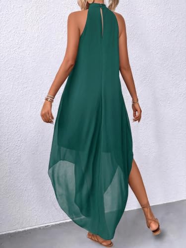 Image of Verdusa Women's Wedding Guest Dress Halter Flowy Chiffon Long Bouncy Dress