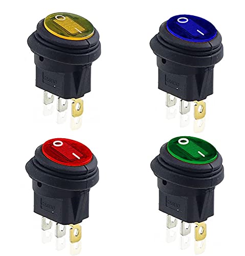 Interrupteur KCD1 étanche marche arrêt 3 broches 12V avec voyant lumineux LED rouge