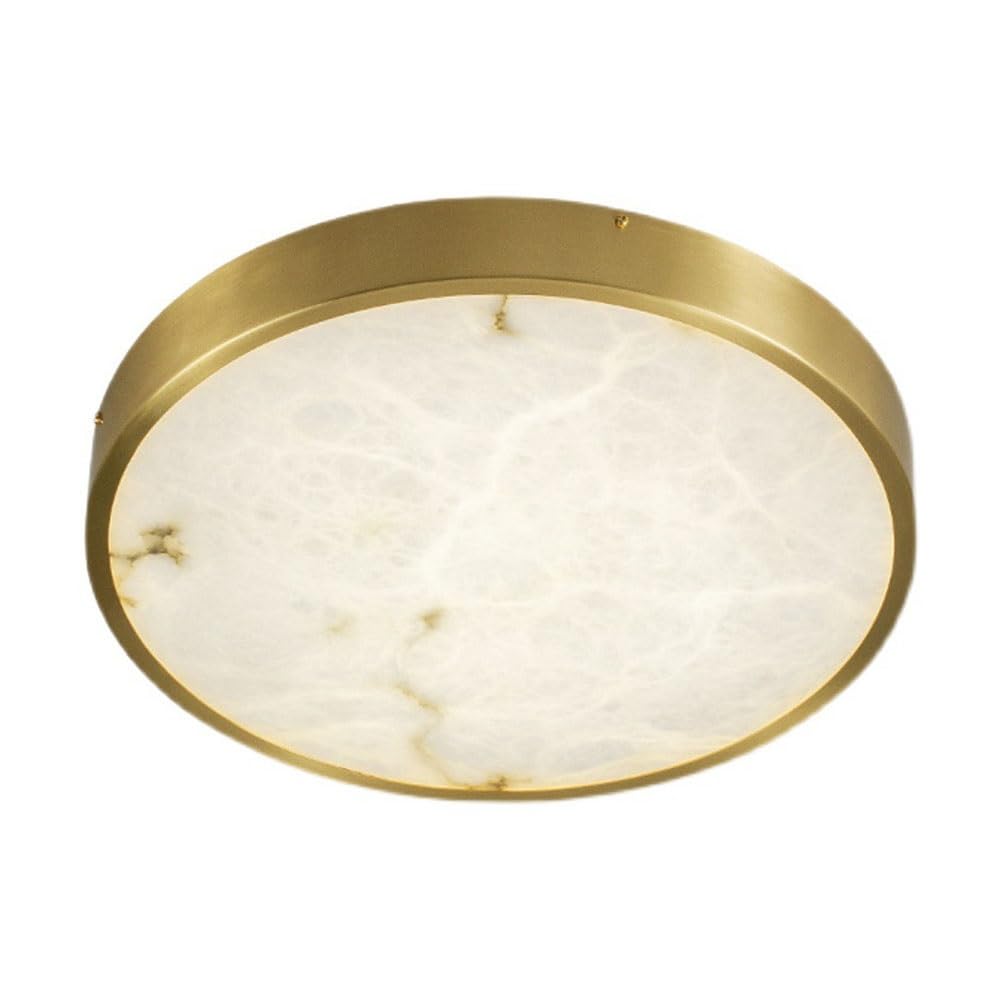 FEITENGDA Nordic Alabaster Flush Mount Ceiling Light Round Brass Frame Close to Ceiling Lamp Modern Minimalist Circular Ceiling Fixture for Dining Room Hallway Bedroom(40cm/15.75in)