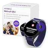 PATRONUS Notruf Uhr - für Senioren - Notfallarmband mit GPS & manuellem Notrufknopf - 24/7 Zentrale - ABO erforderlich - mit App - Sicherer Hausnotruf im Alltag (Dunkelblau)