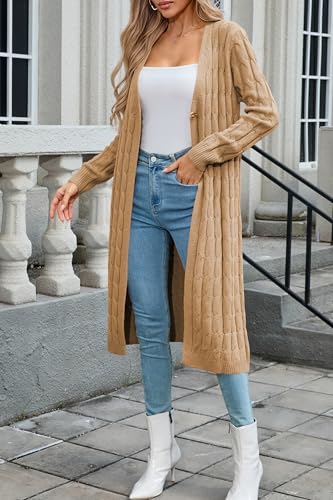 Cakulo Womens Long Cardigans Cable Knit Chunky Cardigan Sweaters Trendy Open Front Fall Sweater Coats 20253
