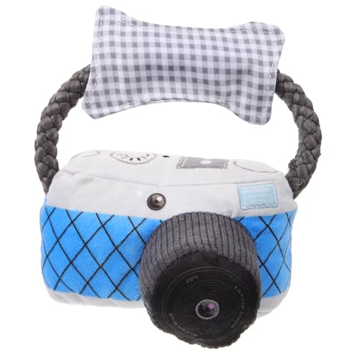 FRCOLOR Dog Chewing Toy Squeaky Camera Shaped Plush Toy for Aggressive Chewers Ideal for Puppies Teeth Grinding Molar Toy Fun Interactive Dog Plaything