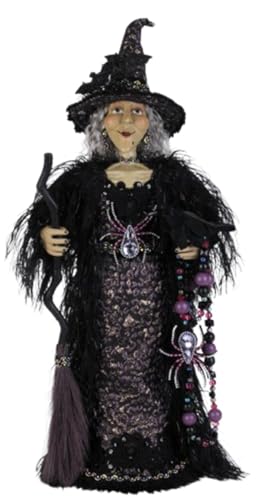Karen Didion Amethyst Witch Figurine Halloween Decor Gothic Purple Black