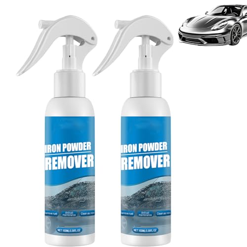 Nicetopu Automotive Rust Remover Spray 100ml Iron Powder Remover Fast-Acting Iron & Rust Cleaner for Wheels Rims Metal Sufrfaces Safe on Most Automotive Finishes Cars Motorcycles (2PCS)