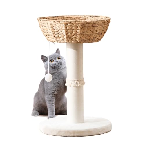 LGENHOOM Cat Tree Tower, Natural Material Cat Condo with Handwoven