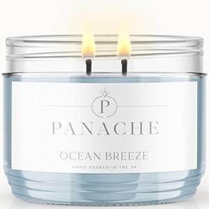 Panache Double Wicked Scented Candles | Ocean Breeze | 350 gram Jar Candle | Natural Soy Wax | 48 Hours Burn | Great Gift Set for Women