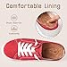 Women's Slip-on Canvas Mule Sneakers with Suede Memory Foam Insole - Backless Comfort Casual Shoes Red 09