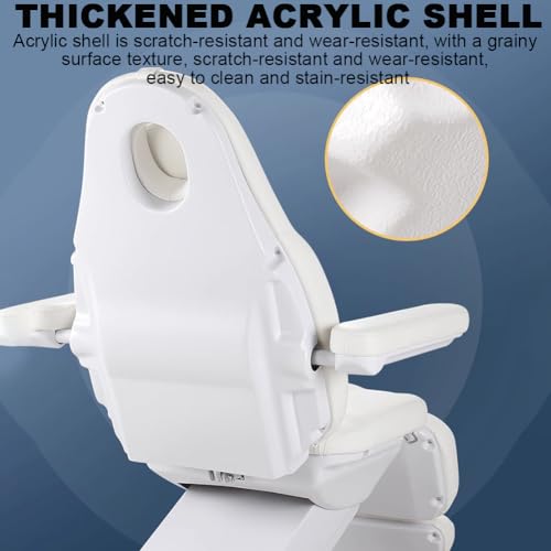 TT-YEL Luxury Electric Beauty Bed Chair, 58-80CM Height Adjustable Massage Bed, Professional Spa Treatment Equipment with Adjustable Backrest and Leg Rest, Reclining Salon Tattoo Chair,White - Image 6