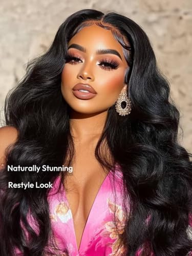 Image of Beauty Forever Glueless HD Lace Real Scalp Wig 13x4 Invisible Lace Frontal Loose Wave with Face Framing Curtain Bangs Bye Bye Cap Human Hair Pre Plucked Pre Cut Drawstring Wig 180% Density 20inch