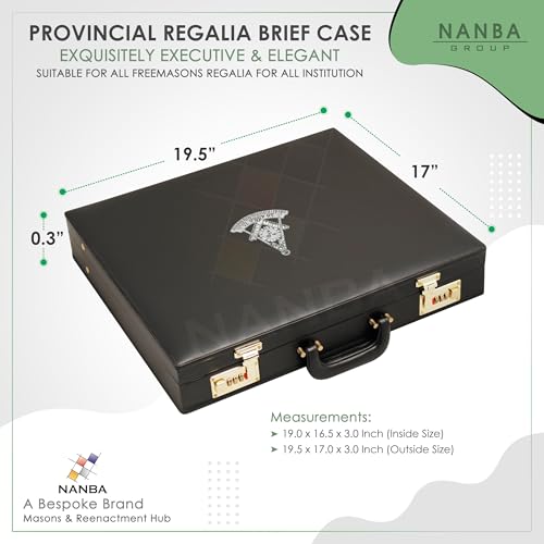 Masonic Regalia Provincial Apron Hard Briefcase – Black Imitation Leather Hard Case with Machine-Embroidered3