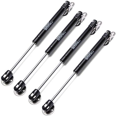 NAIERDI [4 Pack] 100N/22lb Gas Spring, Toy Box Hinges, Lid Support, Gas Strut, Soft Close Hinges, Lift Support, Kitchen Cabinet Hinges, Black Piano Hinge