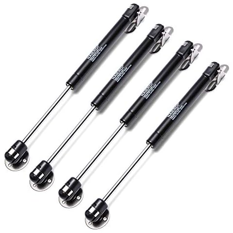 NAIERDI [4 Pack] 100N/22lb Gas Spring, Toy Box Hinges, Lid Support, Gas Strut, Soft Close Hinges, Lift Support, Kitchen Cabinet Hinges, Black Piano Hinge Cover