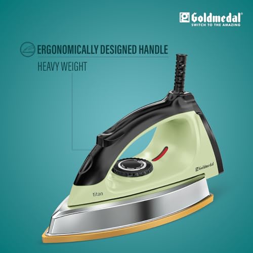 Image of Goldmedal Titan 1000W Dry Iron| Non-stick Weilburger Premium Double Coated Soleplate| 5 Fabric Setting|1.8 Meter Cord| 360 Swivel Cord| 2.5 Years Warranty| 1.5KG Heavy Weight (Mint Green)