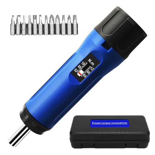 GOYOJO Verstellbares Drehmomentschraubendreher-Set, 0,1-1,2 Nm, Präzisions-1/4-Zoll-Antrieb, langlebiger legierter Stahl, ideal für Elektronik, Fahrräder, Schusswaffen, inklusive umfassender Bits und
