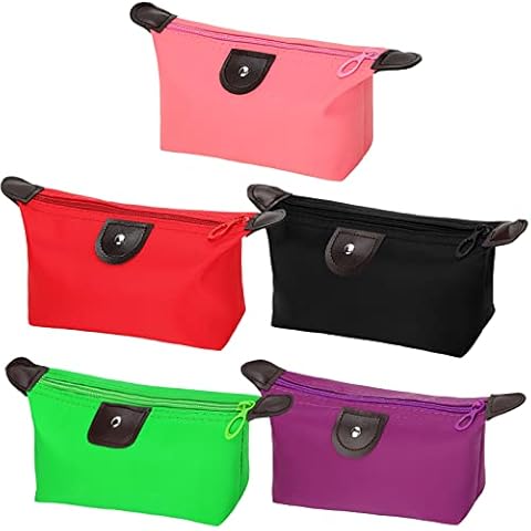 HAOGUAGUA 5PCS Cute Small Makeup Bags for Purse, Waterproof Mini Zipper Cosmetic Bags, Luggage Accessories for Travel (5PCS Style 1) Cover