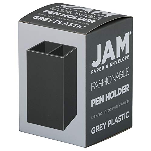 Image of JAM PAPER Plastic Pen Holder - Grey - Desktop Pencil Cup Sold Individually