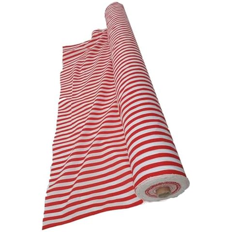Red & White Stripe Polycotton Fabric 1 Metre Cover