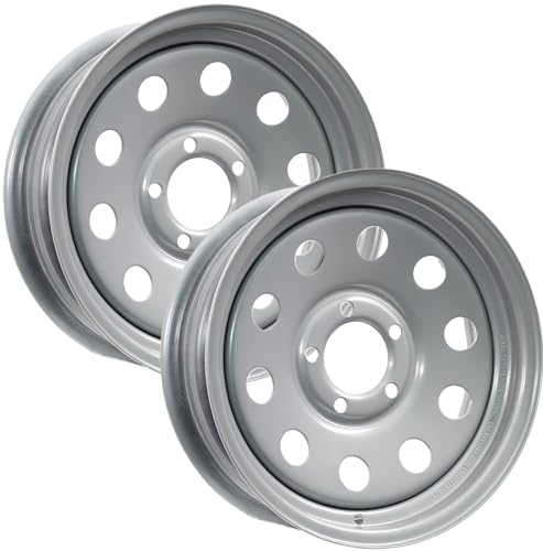 eCustomrim 2-Pack Trailer Wheel 15X5 15 Inch 5 Lug Silver Modular Rim