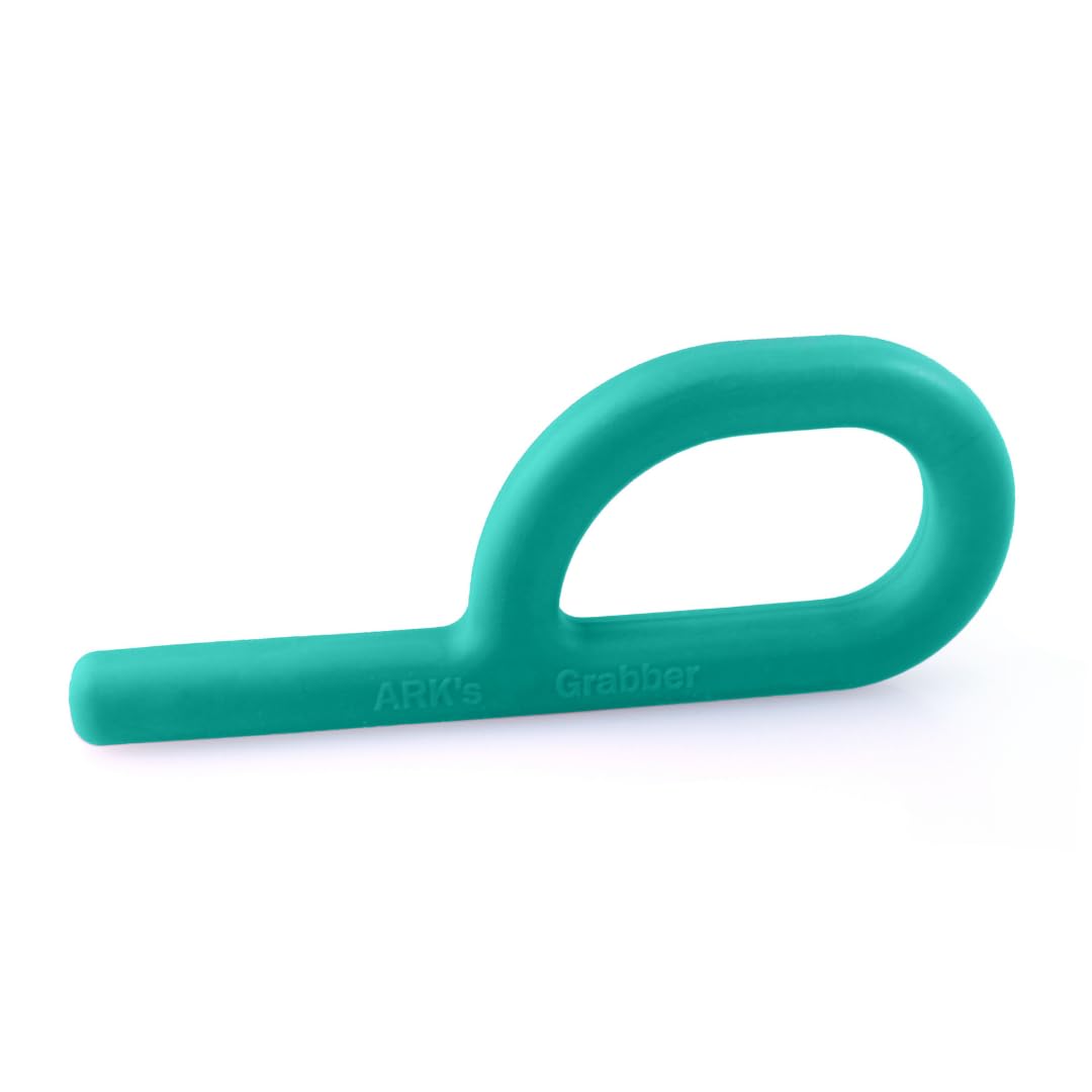 ARK® Grabber Standard in glatt oder texturiert mit einfacher Handhabung für Kinder durch Schlaufenform inkl. ATC Pflegeanleitung - Kiefermotorik, Beißblock, Kauen (texturiert, mittel - hellgrün)
