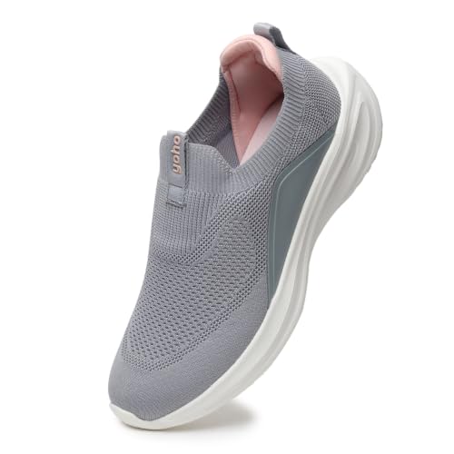 Image of YOHO Knitted Slip-Ons for Women |Lightweight, Stylish, Breathable Casual Loafer Shoes |Extra Soft Insole & Shock Absorbing for Walking Without Lace Ladies SOS-112
