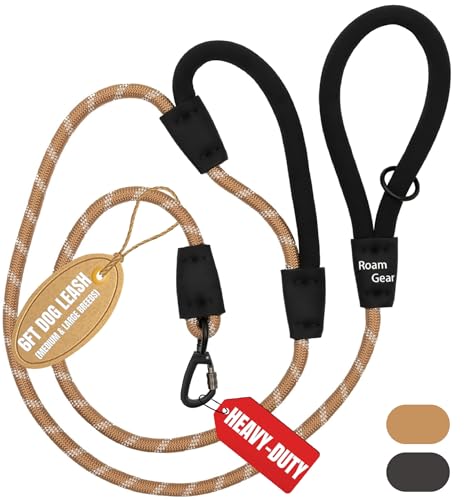 6 Foot Dog Leash 2 Extra Padded Handles Lockable Metal Carabiner Clip Durable Silicone Clamps Reflective No Pull Heavy Duty Rope Lead Walking Training Running Medium to Large Breeds  Cucciolini Doodles 6 foot dog leash 2 extra padded handles lockable metal carabiner clip durable silicone clamps reflective no pull heavy duty rope lead walking training running medium to large breeds   cucciolini doodles