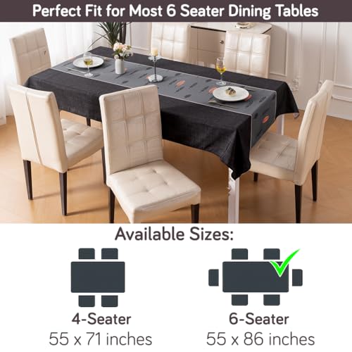 Image of HOKIPO Modern Grace Table Cloth for 6 Seater, 55x86 in, Twilight Fern