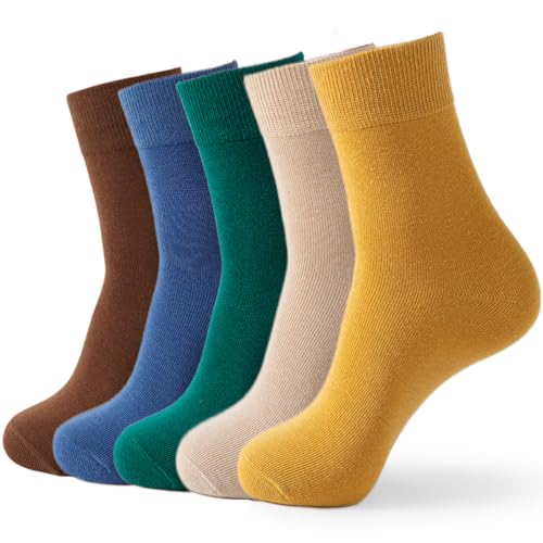 Image of Josnown Crew Socks for Women, Thin Cotton Casual Soft Aesthetic Womens Socks 5 Pairs