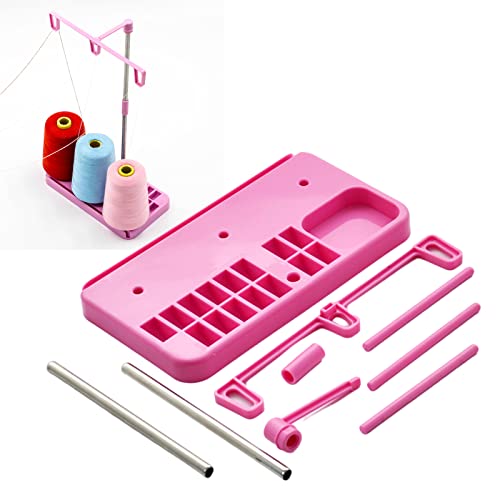 Support de Fil De Bobines Support de Bobine de Fil à Coudre Support pour 3 Bobines de Fil Support de Bobine en Plastique pour Broderie Couture Quilting et Surjeteuses Machines (Rose) Cover