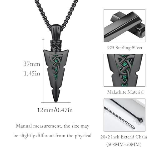 Pendentif flèche celtique noire malachite style quotidien