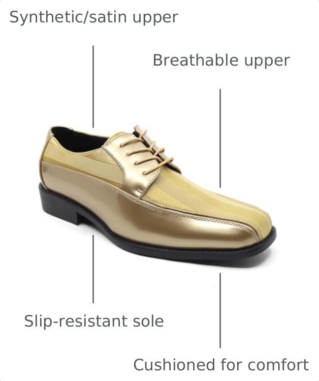 Image of Men's Oxford Lace up Striped Satin Patent Tuxedo Dress Shoes MC-179