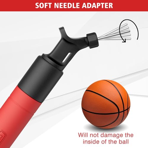 Motorenbau Ball Pump, Portable Air Pump with 5 Needles, Nozzle, Ball Pump Inflator Kit with Push & Pull Inflating System, Hand Pump for All Sport Balls, Volleyball, Basketball, Football & Soccer Ball