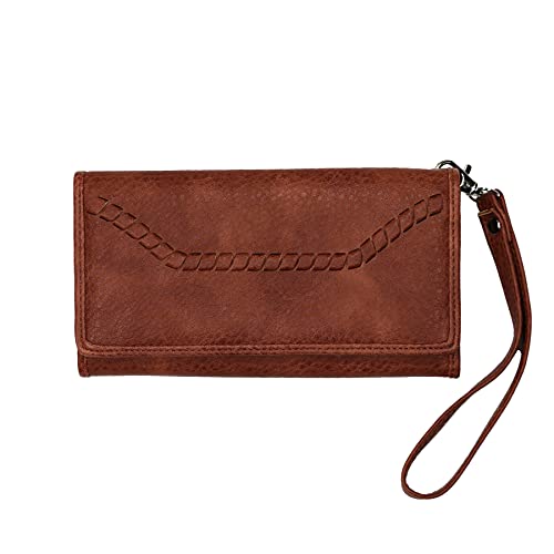 Women's RFID Blocking Tri-fold Clutch Wallet for Ladies (Mahogany)