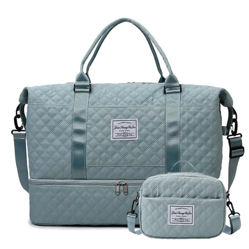 Travel Duffel Bags Weekender Bags for Women with Toiletry Pocket and Shoe Compartment,Wet Pocket,Carry On Overnight Bag for Women Travel,Gym,Weekend.Hospital Bag for Labor and Delivery (Blue)