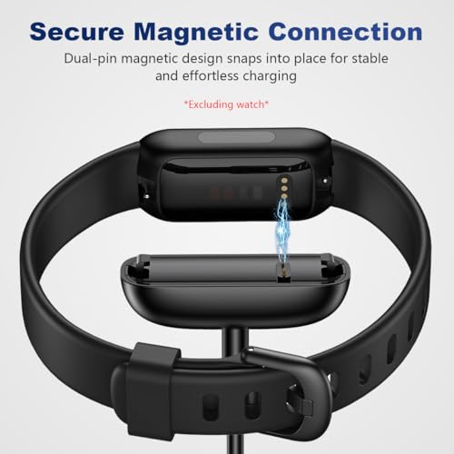 Image of ZORBES USB Charging Cable for Fitbit Inspire 3 Health & Fitness Tracker, 3.3ft PVC Charger Cord with 5W USB C to Magnetic Dual-Pin for Fitbit Inspire 3