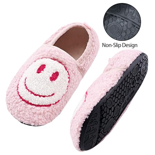Smile Face Slippers Soft Plush Happy Face Home Slippers Closed Back with Memory Foam Non-slip Rubber Sole House Shoes Cute Indoor Slippers for Women Man 42/433