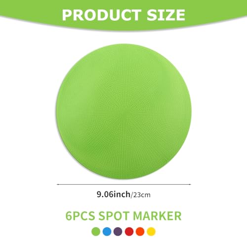 JIANWEI 6pcs Poly Spot Markers for Sports, Activities, Social Distancing, 9inch Non Slip Rubber Agility Markers Flat Field Cones for Soccer Basketball Sports Speed Agility Training(as Shown) - Thumbnail 3